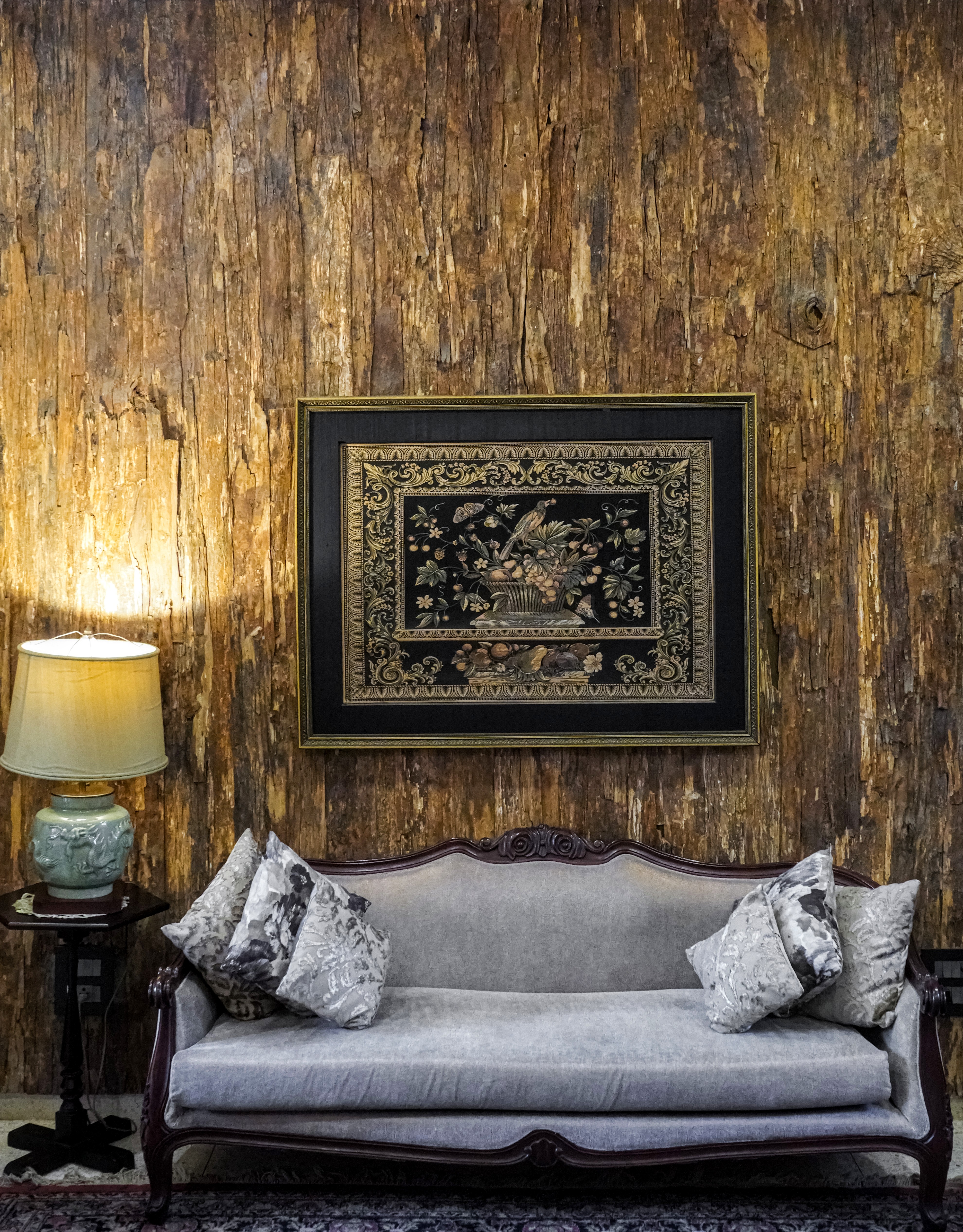 Rustic Teak Tree Bark Feature Panel